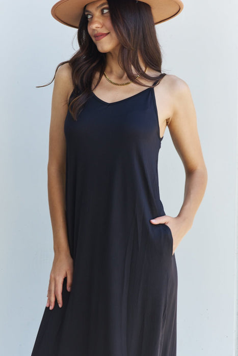 Ninexis Good Energy Cami Side Slit Maxi Dress in Black DRESSES Jessie Knowles