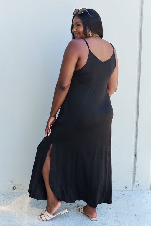 Ninexis Good Energy Cami Side Slit Maxi Dress in Black DRESSES Jessie Knowles