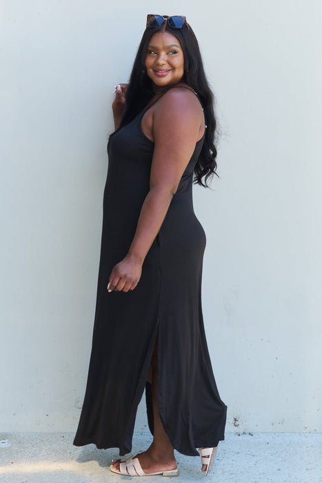 Ninexis Good Energy Cami Side Slit Maxi Dress in Black DRESSES Jessie Knowles