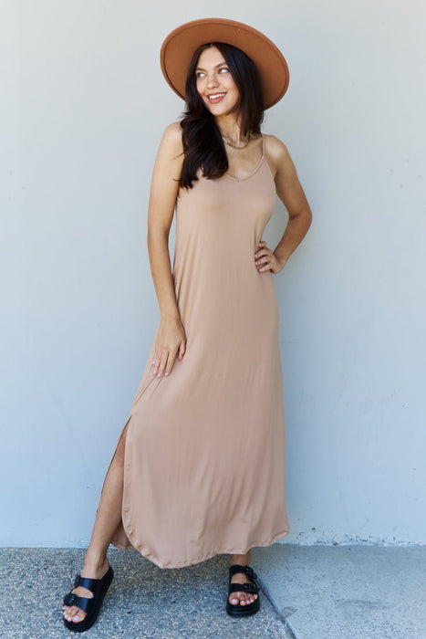 Ninexis Good Energy Cami Side Slit Maxi Dress in Camel DRESSES Jessie Knowles