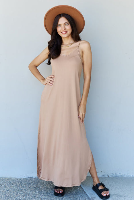 Ninexis Good Energy Cami Side Slit Maxi Dress in Camel DRESSES Jessie Knowles