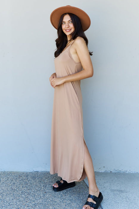 Ninexis Good Energy Cami Side Slit Maxi Dress in Camel DRESSES Jessie Knowles