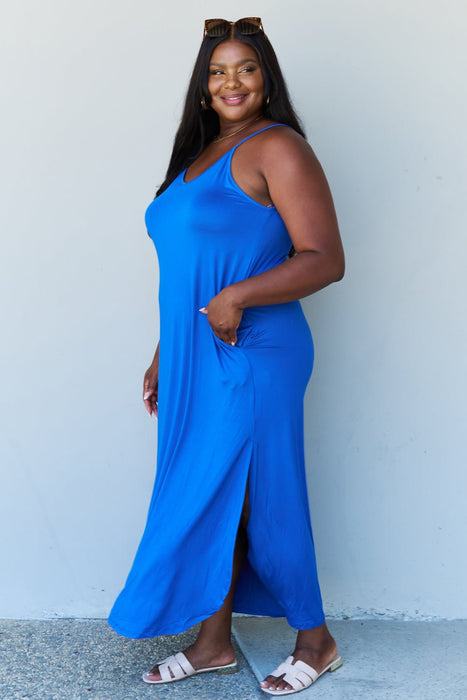 Ninexis Good Energy Cami Side Slit Maxi Dress in Royal Blue DRESSES Jessie Knowles