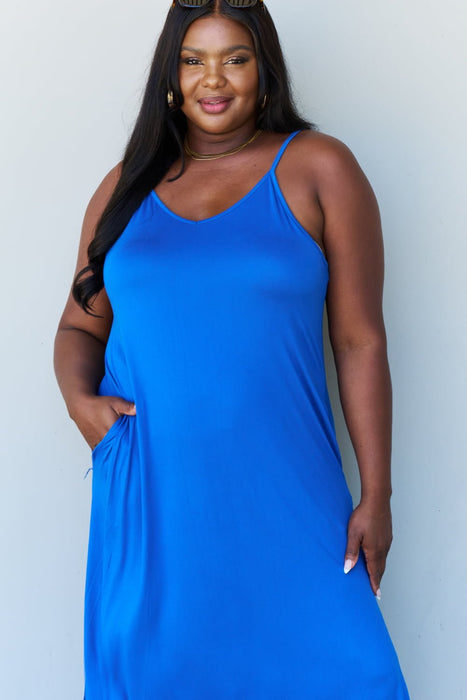 Ninexis Good Energy Cami Side Slit Maxi Dress in Royal Blue DRESSES Jessie Knowles