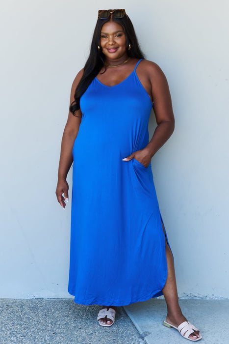 Ninexis Good Energy Cami Side Slit Maxi Dress in Royal Blue DRESSES Jessie Knowles