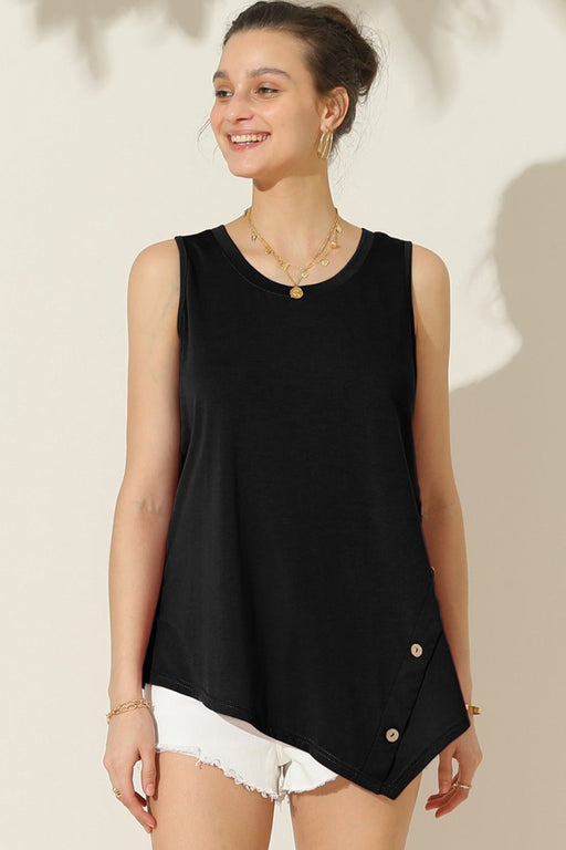 Ninexis Round Neck Button Side Tank  Jessie Knowles