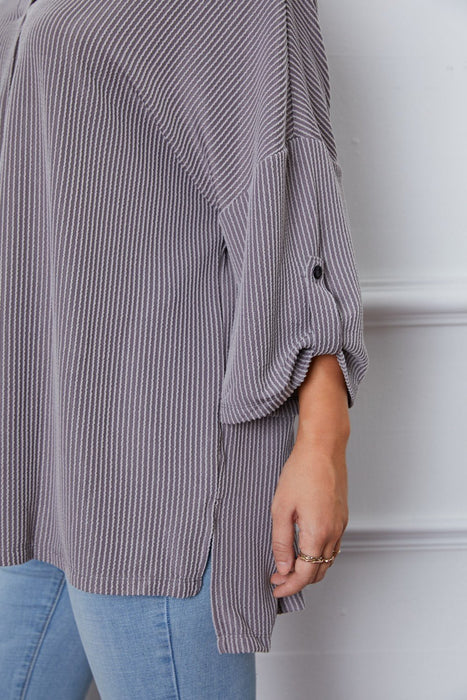 Notched Roll-Tab Sleeve Blouse  Jessie Knowles