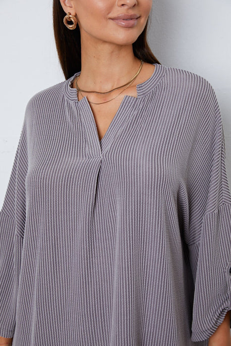 Notched Roll-Tab Sleeve Blouse  Jessie Knowles