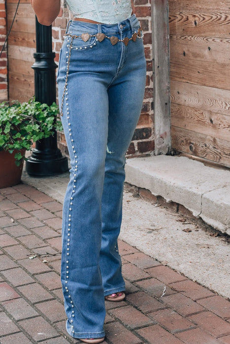 Pearl Trim High Waist Bootcut Jeans JEANS Jessie Knowles