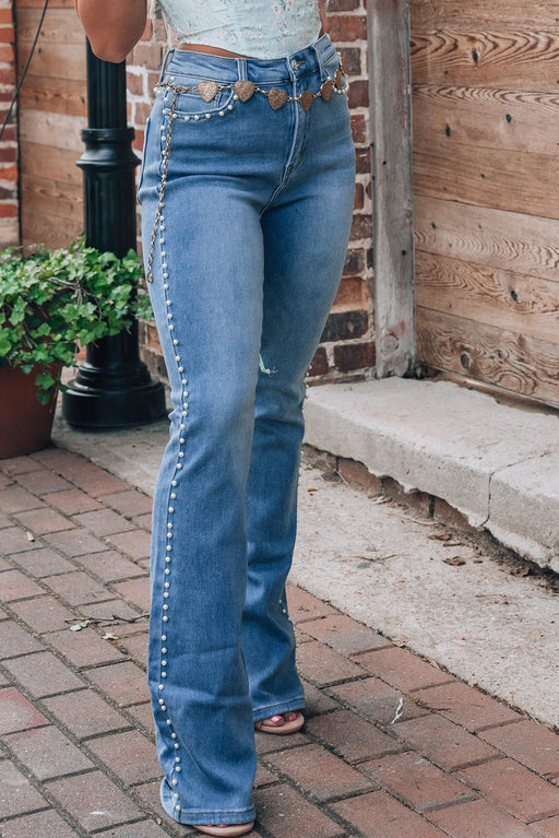 Pearl Trim High Waist Bootcut Jeans JEANS Jessie Knowles