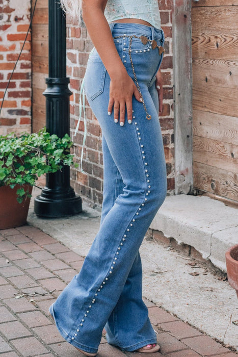 Pearl Trim High Waist Bootcut Jeans JEANS Jessie Knowles