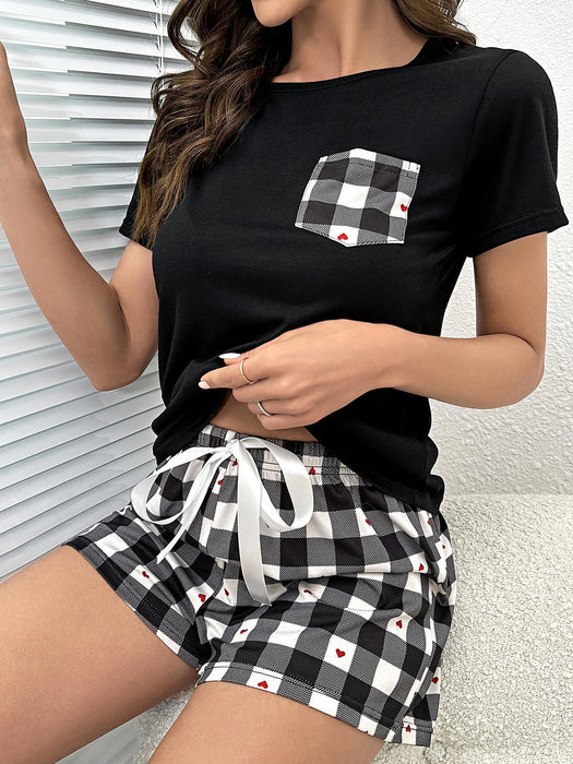 Plaid Heart Top and Shorts Lounge Set  Jessie Knowles