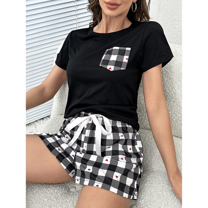 Plaid Heart Top and Shorts Lounge Set  Jessie Knowles