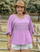 Plus Size Lace Detail Round Neck Three-Quarter Sleeve Blouse  Jessie Knowles