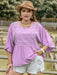 Plus Size Lace Detail Round Neck Three-Quarter Sleeve Blouse  Jessie Knowles