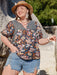 Printed Notched Half Sleeve Blouse TOPS Jessie Knowles