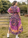 Plus Size Printed V-Neck Flutter Sleeve Midi Dress  Jessie Knowles