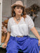 Plus Size Tie Neck Short Sleeve Blouse  Jessie Knowles