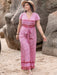 Plus Size V-Neck Cap Sleeve Wide Leg Jumpsuit  Jessie Knowles