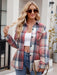 Pocketed Plaid Collared Neck Long Sleeve Shirt TOPS Jessie Knowles