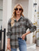 Pocketed Plaid Collared Neck Long Sleeve Shirt TOPS Jessie Knowles