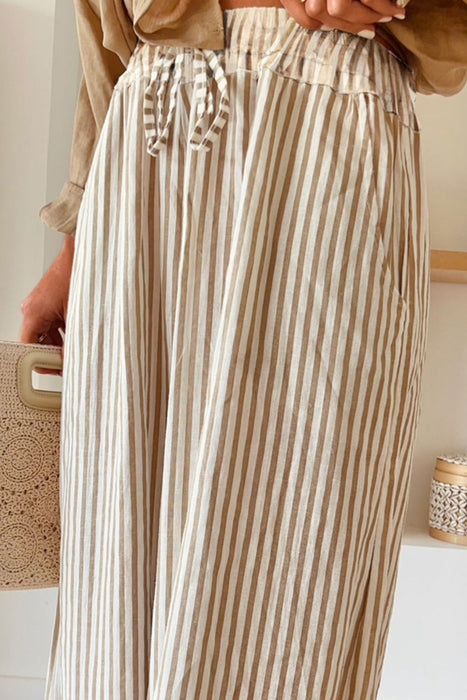 Pocketed Striped Wide Leg Pants  Jessie Knowles