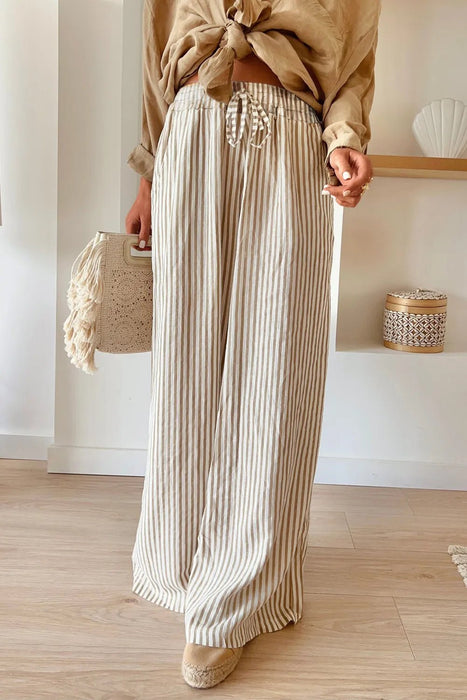 Pocketed Striped Wide Leg Pants  Jessie Knowles