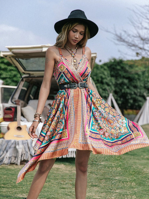 Printed Surplice Handkerchief Hem Cami Dress  Jessie Knowles