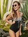 Printed V-Neck Sleeveless One-Piece Swimsuit  Jessie Knowles