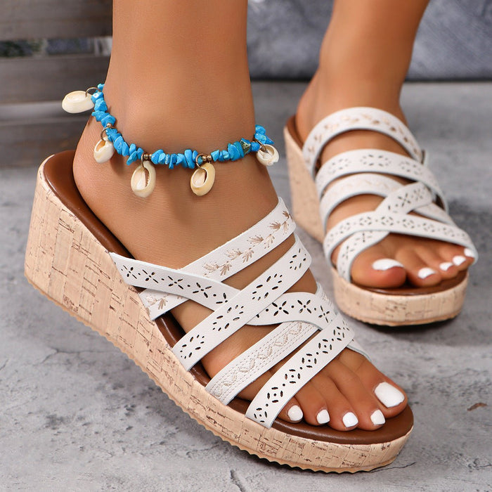 PU Leather Crisscross Wedge Sandals  Jessie Knowles