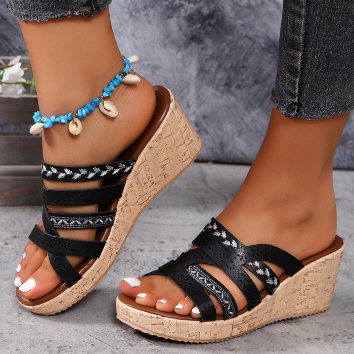 PU Leather Crisscross Wedge Sandals  Jessie Knowles