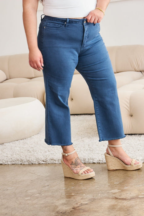 RFM Crop Chloe Tummy Control High Waist Raw Hem Jeans BOTTOMS Jessie Knowles