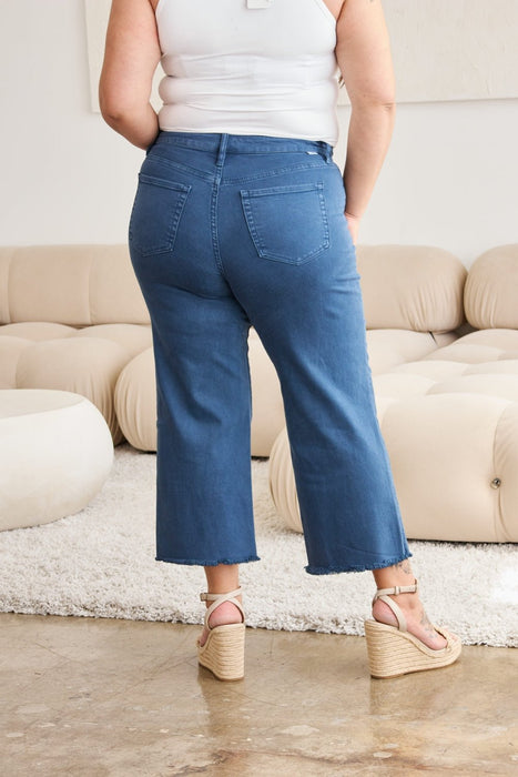 RFM Crop Chloe Tummy Control High Waist Raw Hem Jeans BOTTOMS Jessie Knowles