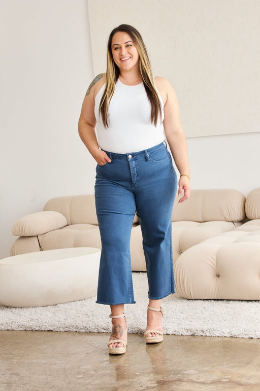 RFM Crop Chloe Tummy Control High Waist Raw Hem Jeans BOTTOMS Jessie Knowles