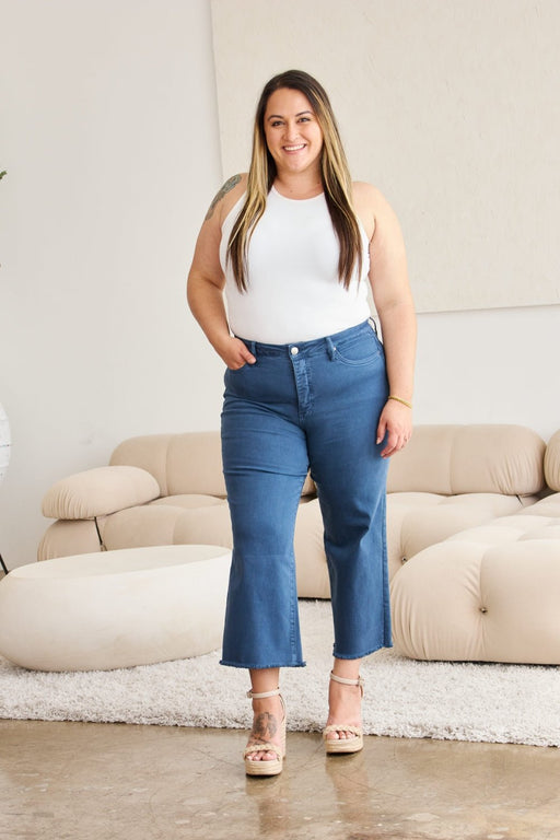 RFM Crop Chloe Tummy Control High Waist Raw Hem Jeans BOTTOMS Jessie Knowles