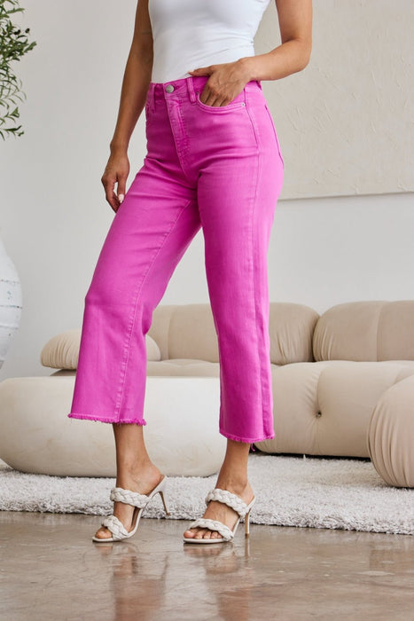 RFM Crop Chloe Tummy Control High Waist Raw Hem Jeans BOTTOMS Jessie Knowles