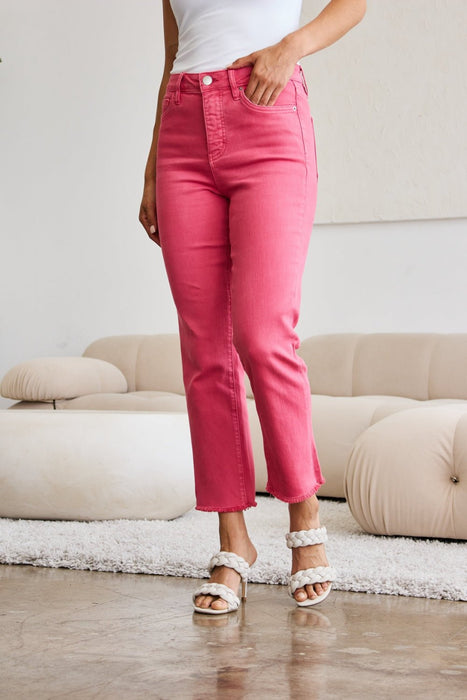 RFM Crop Dylan Tummy Control High Waist Raw Hem Jeans BOTTOMS Jessie Knowles