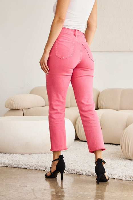 RFM Crop Dylan Tummy Control High Waist Raw Hem Jeans BOTTOMS Jessie Knowles