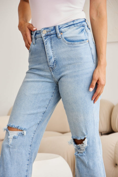 RFM Tummy Control High Waist Raw Hem Distressed Jeans BOTTOMS Jessie Knowles