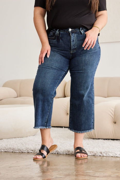 RFM Tummy Control High Waist Raw Hem Jeans BOTTOMS Jessie Knowles