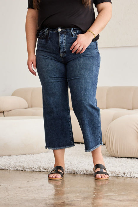 RFM Tummy Control High Waist Raw Hem Jeans BOTTOMS Jessie Knowles