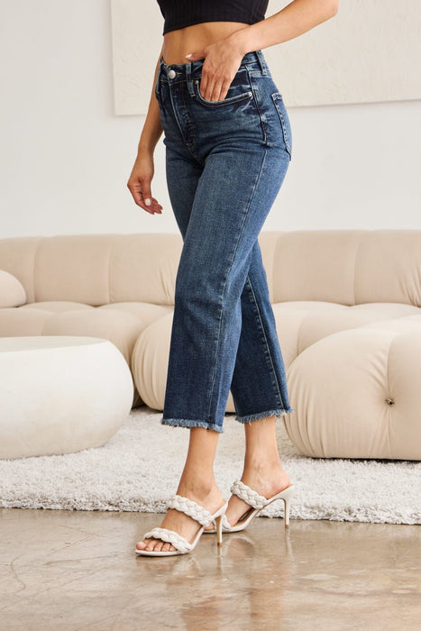 RFM Tummy Control High Waist Raw Hem Jeans BOTTOMS Jessie Knowles