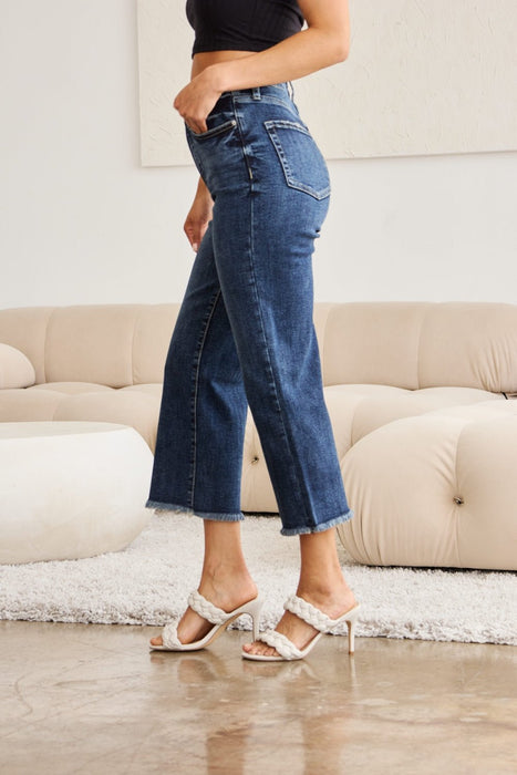 RFM Tummy Control High Waist Raw Hem Jeans BOTTOMS Jessie Knowles