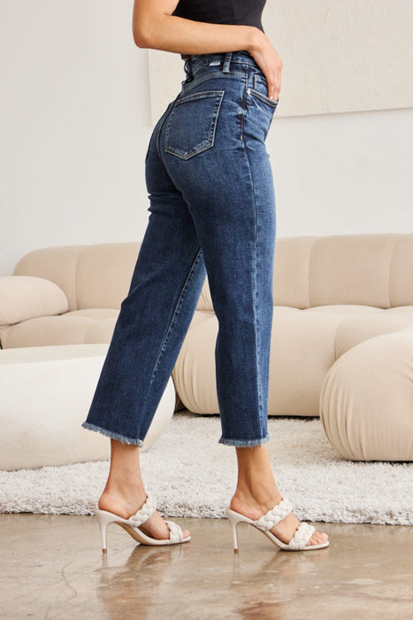 RFM Tummy Control High Waist Raw Hem Jeans BOTTOMS Jessie Knowles