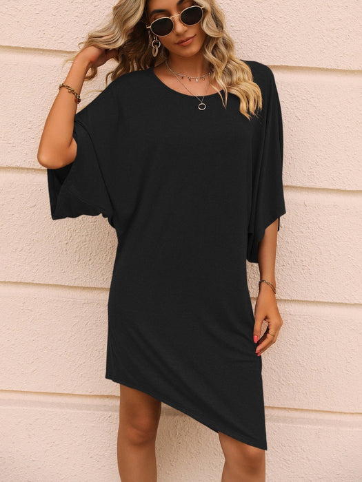 Round Neck Three-Quarter Sleeve Tee Dress  Jessie Knowles