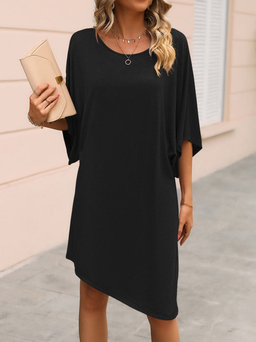 Round Neck Three-Quarter Sleeve Tee Dress  Jessie Knowles