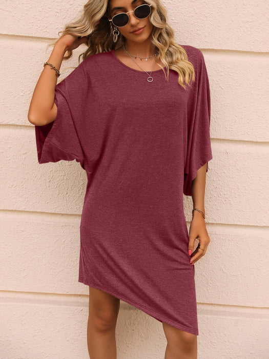 Round Neck Three-Quarter Sleeve Tee Dress  Jessie Knowles