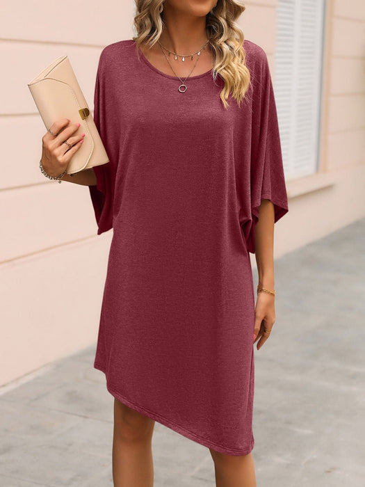 Round Neck Three-Quarter Sleeve Tee Dress  Jessie Knowles