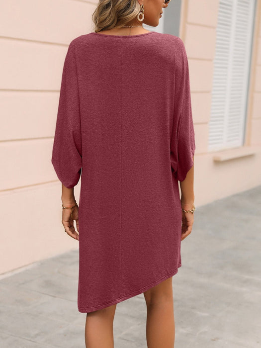 Round Neck Three-Quarter Sleeve Tee Dress  Jessie Knowles