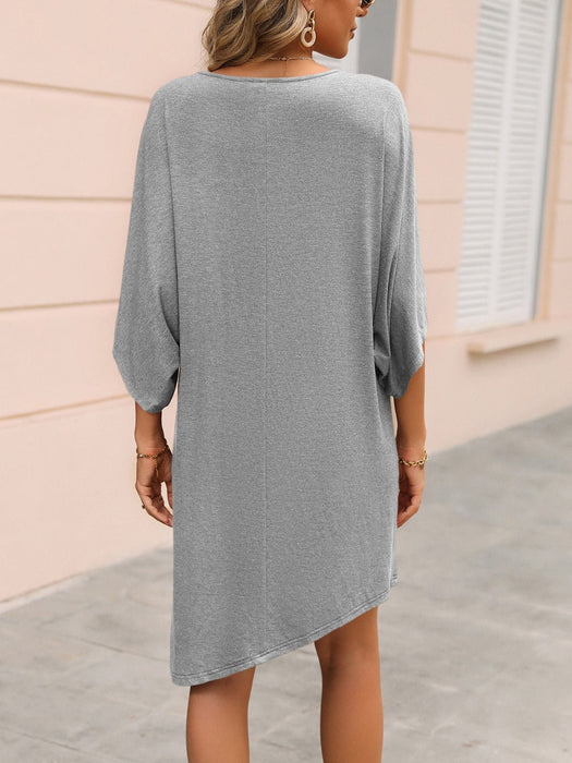 Round Neck Three-Quarter Sleeve Tee Dress  Jessie Knowles